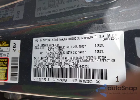 2024 Toyota Tacoma Trd Off Road 4Wd from USA, damaged, VIN 3TYLB5JN2RT001017